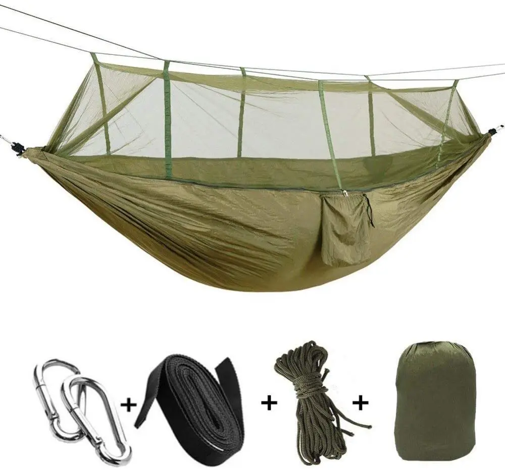 

Single or Double Camping Hammock with Mosquito Net, Lightweight Parachute Nylon Portable Hammock, Suitable for Camping Trips