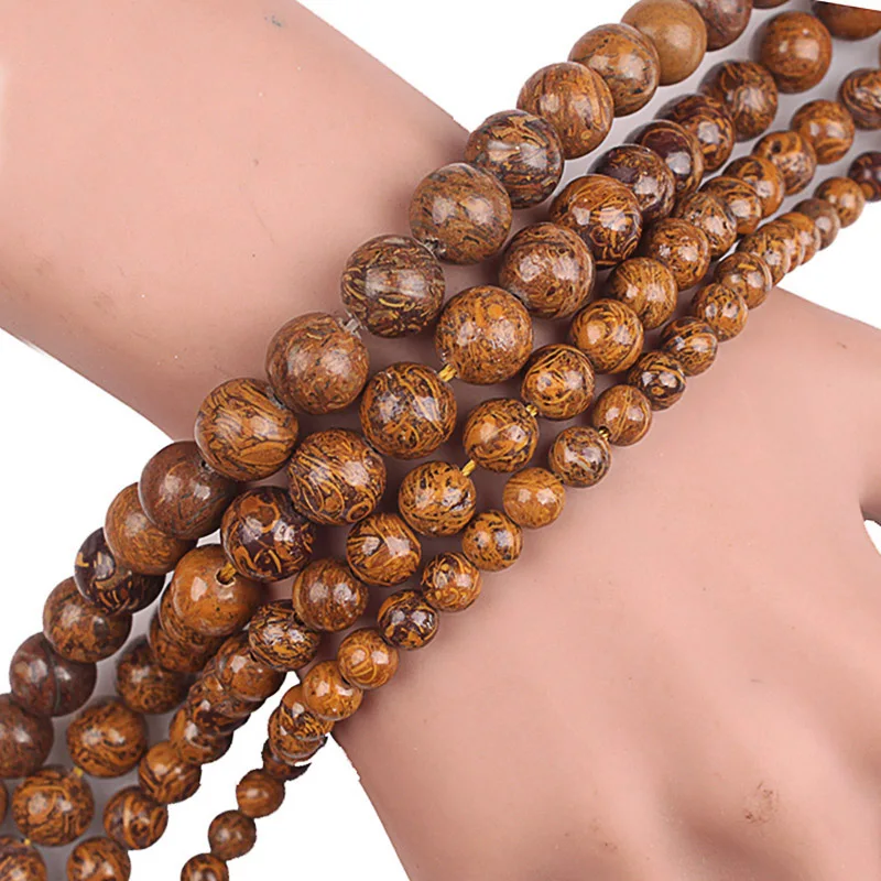 

100% Natural Stone Beads Elephant Skin Stone Round Beads 6 8 10 MM DIY Bracelet Necklace Beads For Jewelry Making Accessories