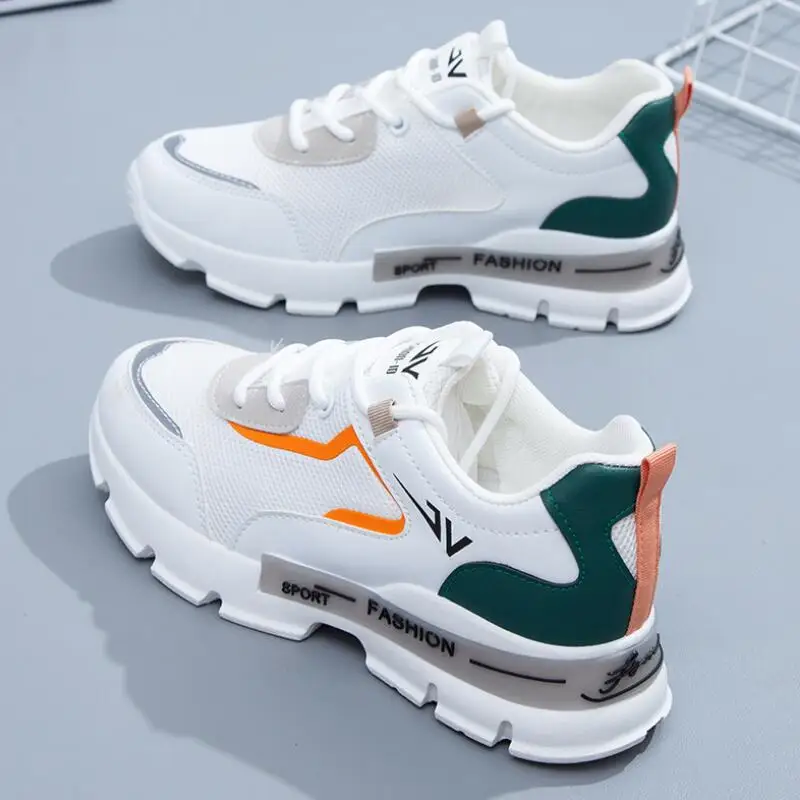 

Women Vulcanize Shoes Casual Fashion 2021 New Woman Comfortable Breathable White Flats Female Platform Sneakers Chaussure Femme