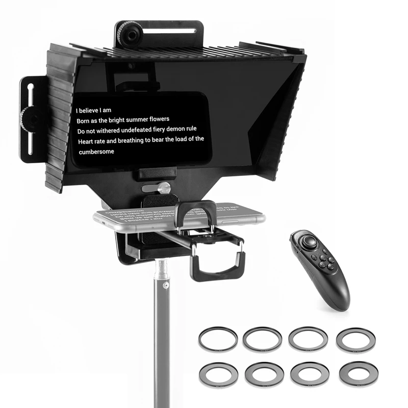 

Teleprompter DSLR Recording Prompting Inscriber Interview Speech with Remote Control for iPhone Samsung iPad Tablet PC