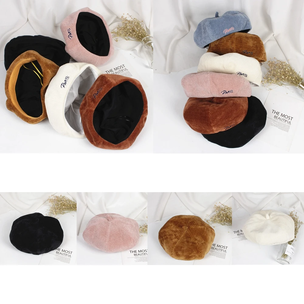 Модный тренд детской Beanie BERET Теплые Французский художник Шапки Лыжные шапки однотонные подарки вельвет милые одноцветные бейсболки для От 3 до 6 лет