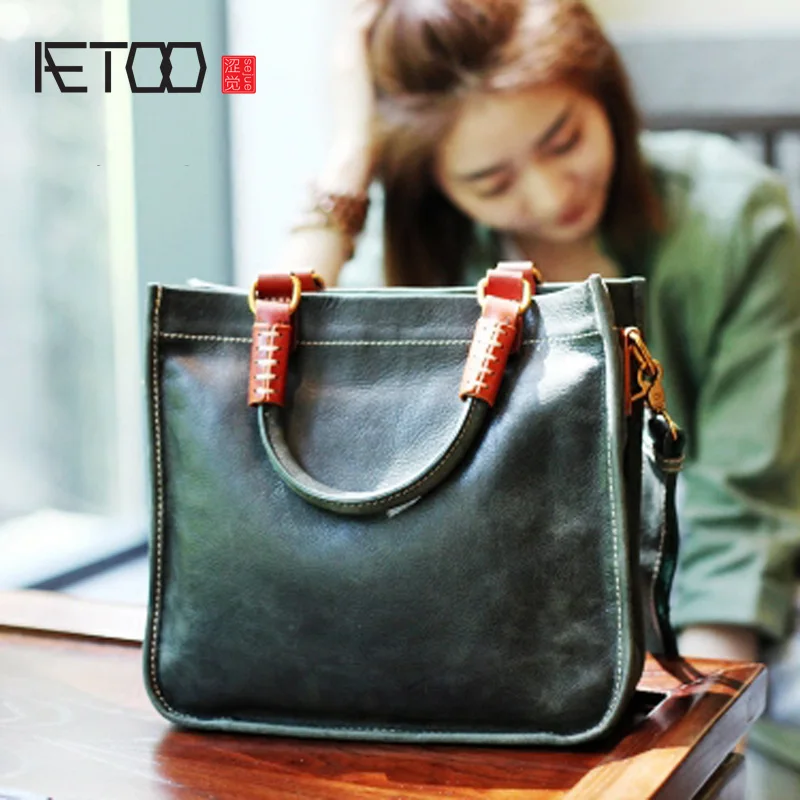 AETOO кожаная квадратная сумка ручной работы из мягкой кожи Диагональная Сумка