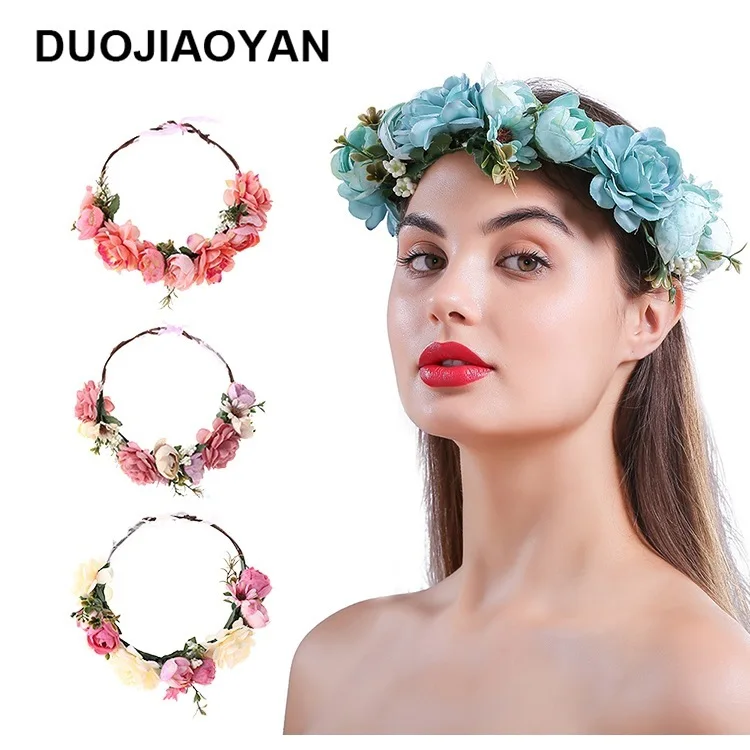 Модная повязка на голову новая имитация цветочных гирлянд женский небольшой