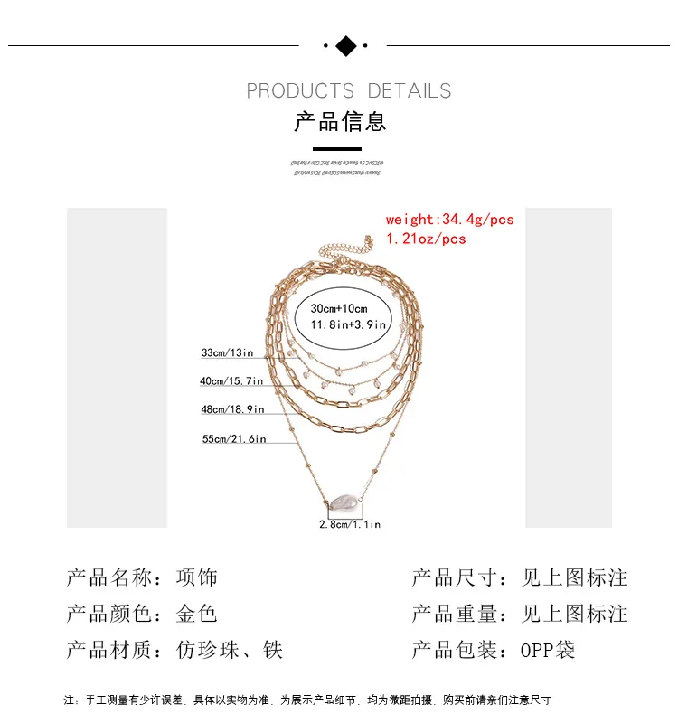 

Pearl Small Pendant Necklace Stainless Steel Necklace Women Women Vintage Multi Layer Jewelry Tube Pendant Sexy Collar
