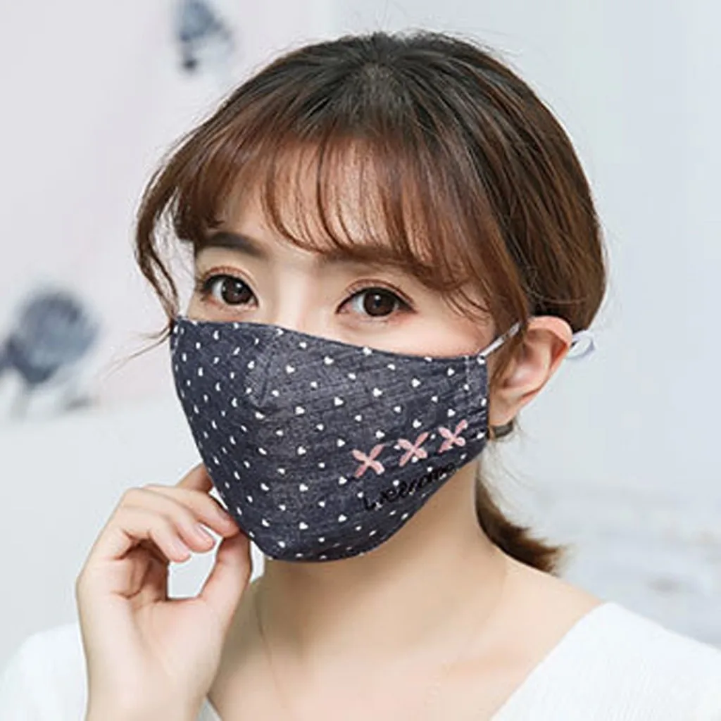 

Cotton Black Mouth Mask Dust Mask Men Women Adult Washable Windproof Mask -ultraviolet Letter Print Mask Face Mask masque