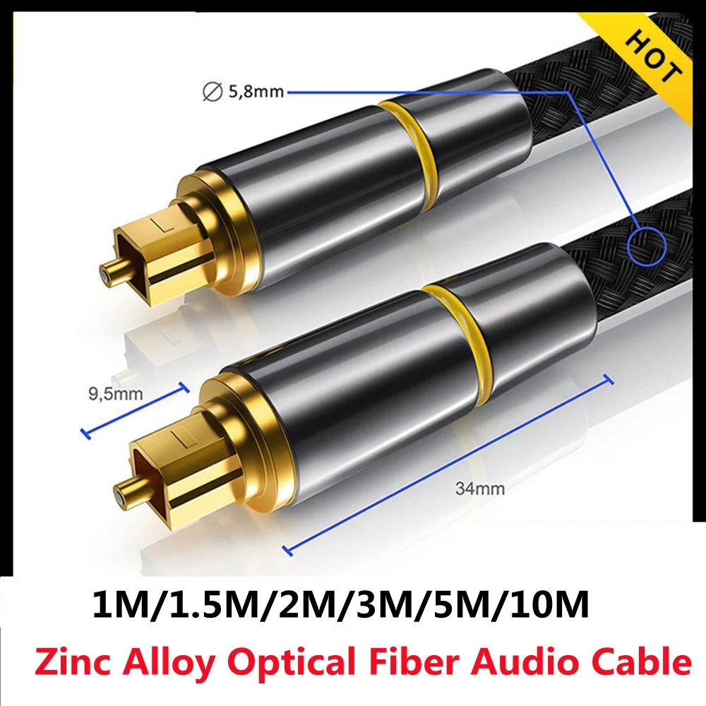 

HIFI 5.1 Digital SPDIF Fiber Toslink Optical Audio Cable 1m 2m 8m 10m For TV Box PS4 Speaker Wire Soundbar Amplifier Subwoofer