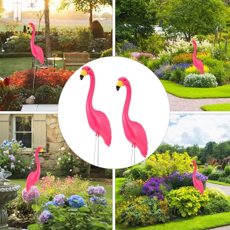 

2pcs Artificial Flamingo Garden Stake Flamingo Sculpture Statue Lawn Stake Decor Home Garden StakeFlamingo Sculpture Lawn Decor