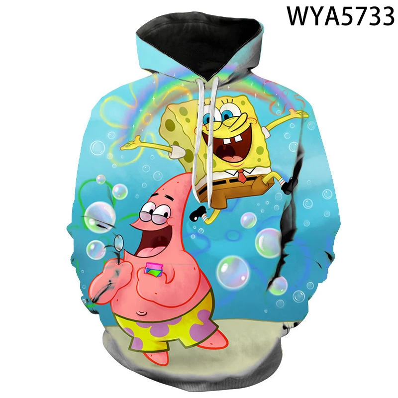 

Funny Kids Sponge Cartoon Character Printed 3D Hooded Sweatshirt Couple Jacket