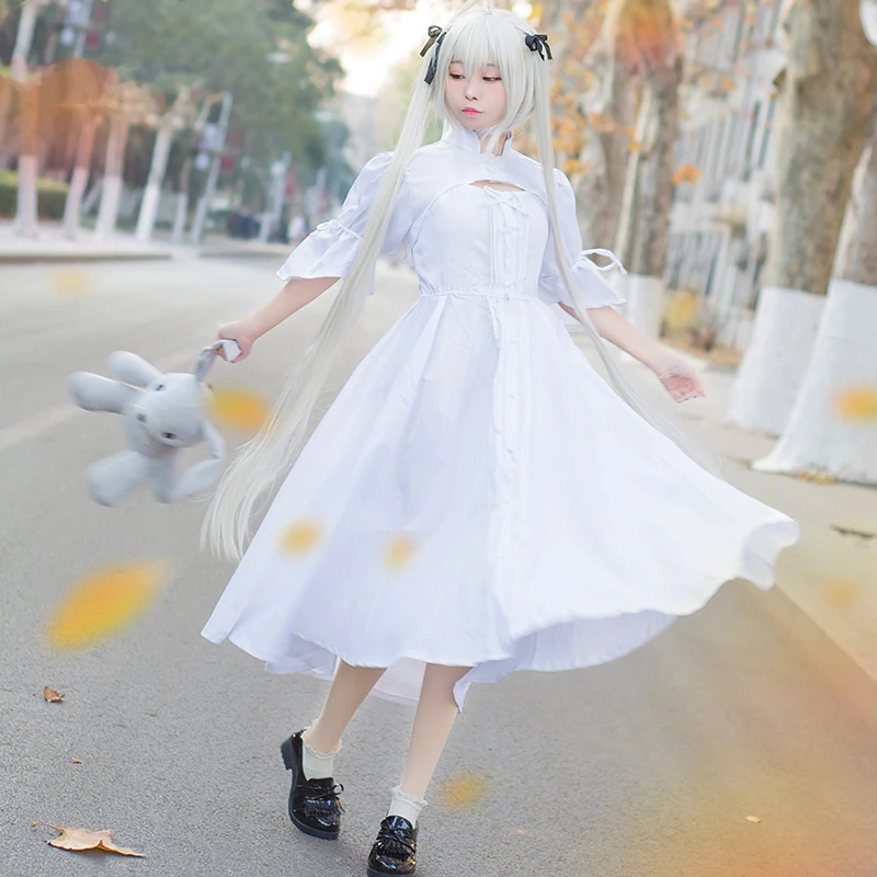 

Yosuga no Sora Sora Kasugano Dress uniforms full set of cosplay women's dome girl white dress Fate of Space summer Skirt wig