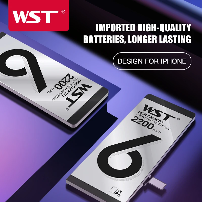 wst high capacity phone battery for iphone 6 6s 7 8 plus 5 5s x replacement batteries internal bateria with full tool kits free global shipping