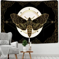 moon phase moth tapestry wall hanging bohemian style witchcraft psychedelic dark universe living room home decor