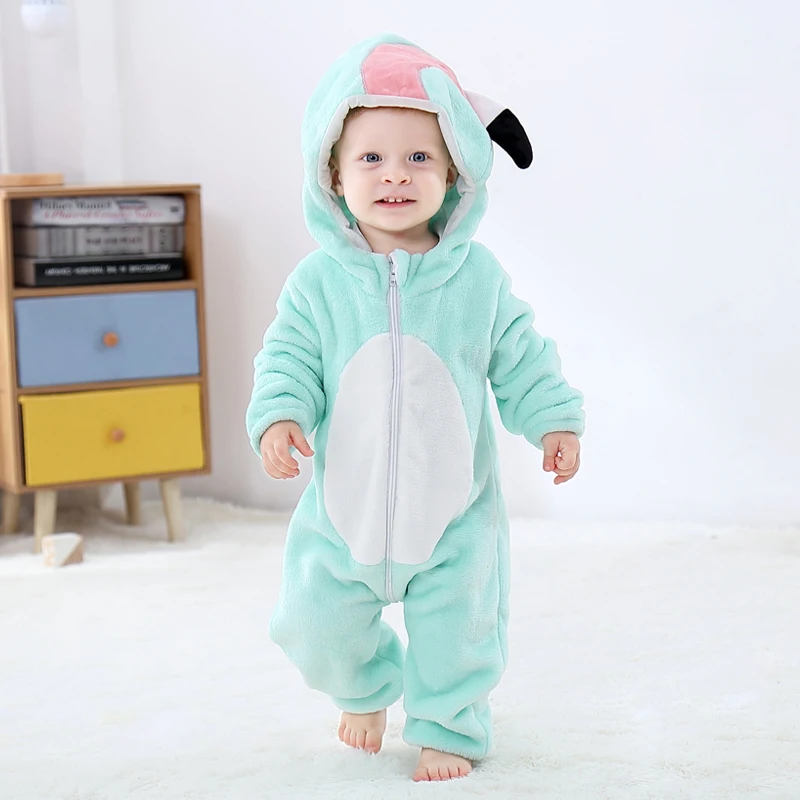 Blue flamingo Одежда для новорожденных; детские комбинезоны; зимние комбинезоны для мальчиков и девочек; комбинезоны Кигуруми для младенцев; комбинезоны с рисунками животных; пижамы; Ropa Bebe; костюмы - Цвет: Blue flamingo