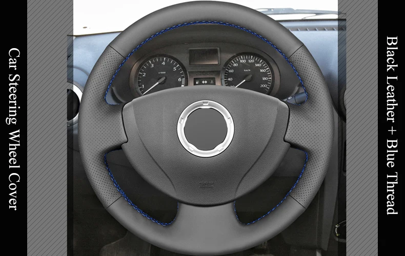 LQTENLEO черная искусственная кожа чехол на руль для Renault Logan 1 Sandero Symbol Clio Twingo Lada Largus Nissan Almera