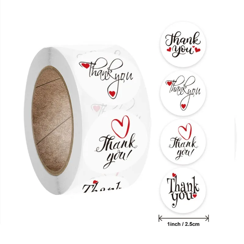 

5000Piece wholesale sealing sticker 1inch thank you heart Round stickers LOVE Envelope gift box packaging DIY 25mm