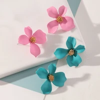 cute painted flower stud earrings for women korean style blooming flower earrings fashion woman jewelry women summer accessories