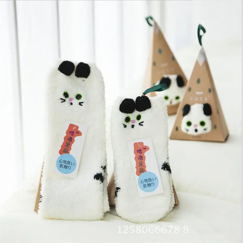 Coral velvet socks winter thickening Fashion Cute Creative Embroidery Cotton Women Socks Top Quality | Женская одежда