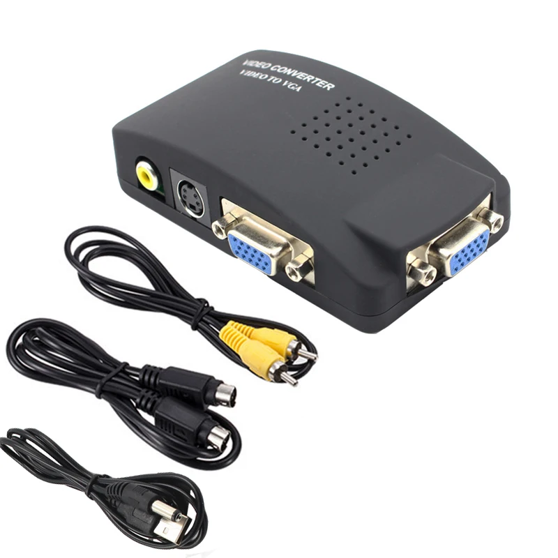 S-video Композитный RCA AV в VGA конвертер с USB питания для ТВ к ПК конвертер(VGA кабель не входит в комплект