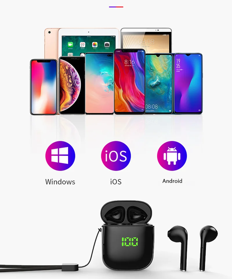 

Wireless Charging box Bluetooth Earphones Active Noise Cancelling Wireless earhurds With Power LED Display For All Phone