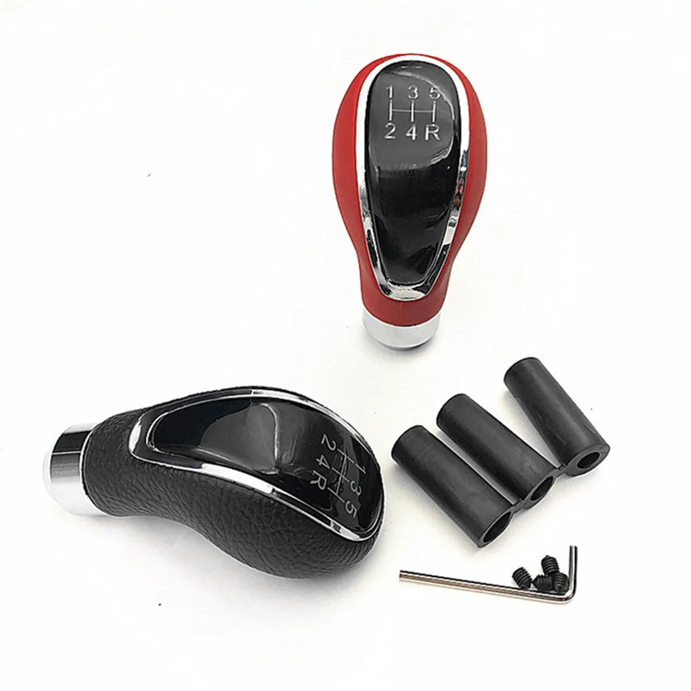 

Universal 5 Speed 5R Car Red Aluminum Leather Manual Gear Shift Knob Stick MT AT Gearstick Lever Shifter Knobs
