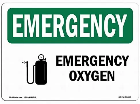 

Emergency Sign - Oxygen Notice Sign Safety 8x12 Tin Metal Signs Road Street Sign Outdoor Decor Caution Signs
