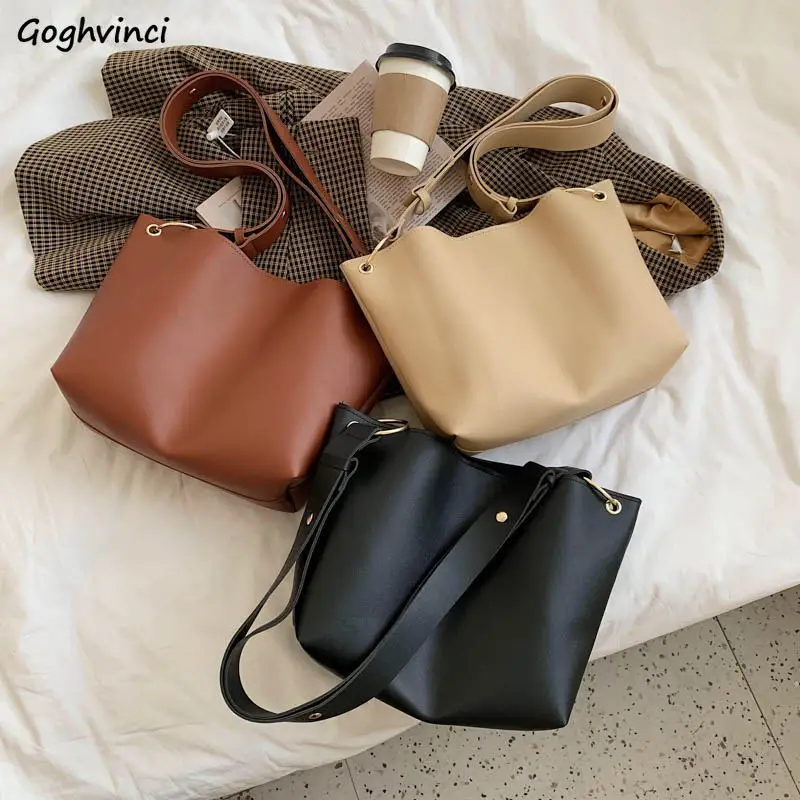 

Shoulder Bags Women Solid Color Large Capacity PU Leather Ladies Elegant Big Totes Travel Shopping Handbags Vintage Chic Korean