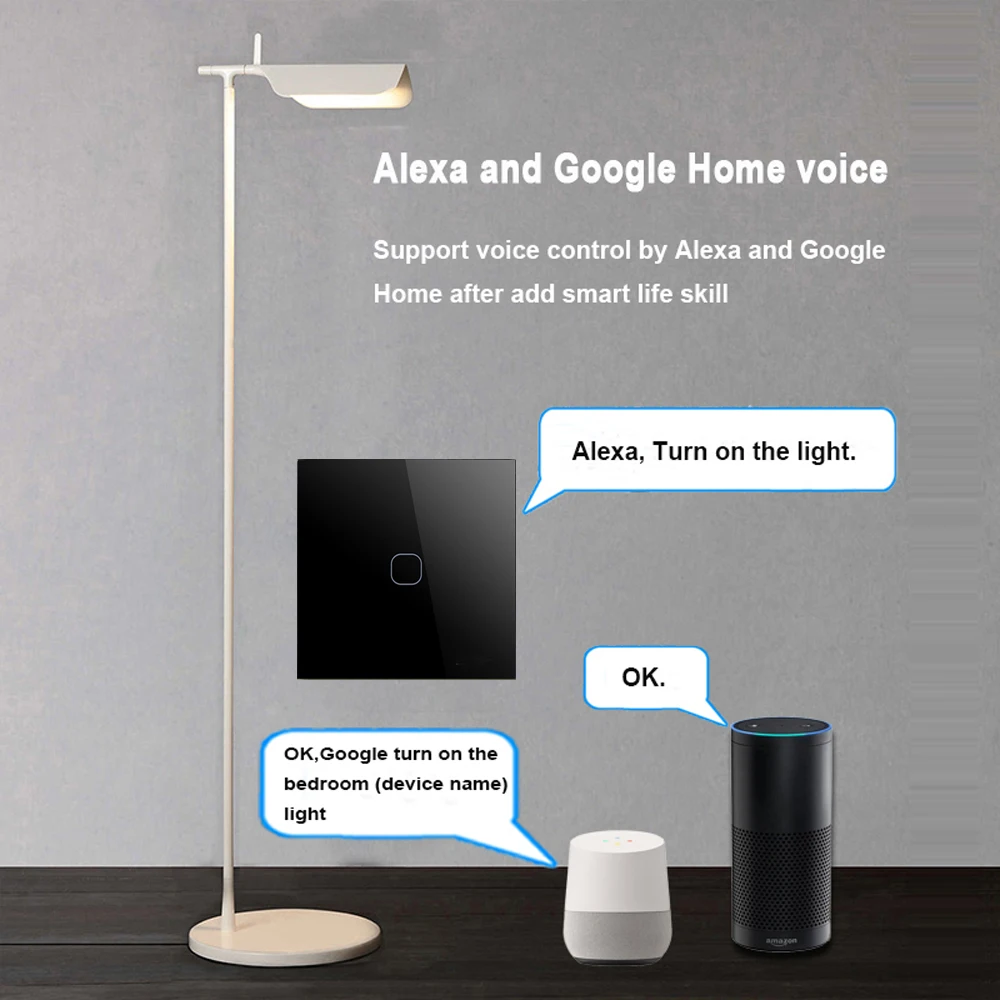 Стандарт ЕС/Великобритании сенсорный переключатель с Wi Fi управлением 1/2/3 банды 1