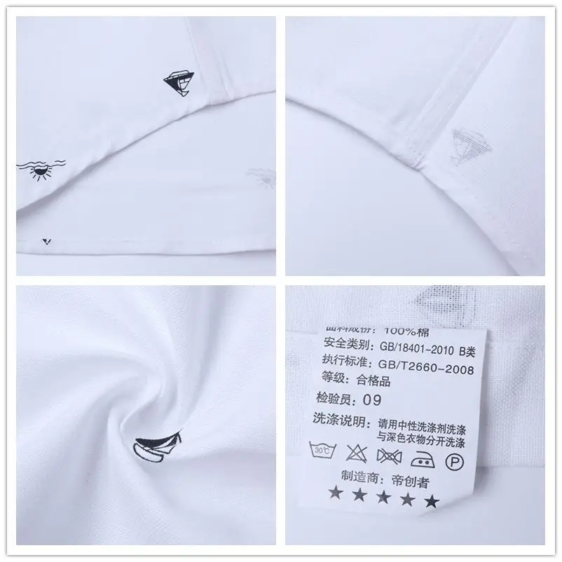 

BROWON Four Season New Arrival 100% Cotton Men Print Shirt Long Sleeve Boat Print Formal Designer Shirt Squared Collar Men Cloth