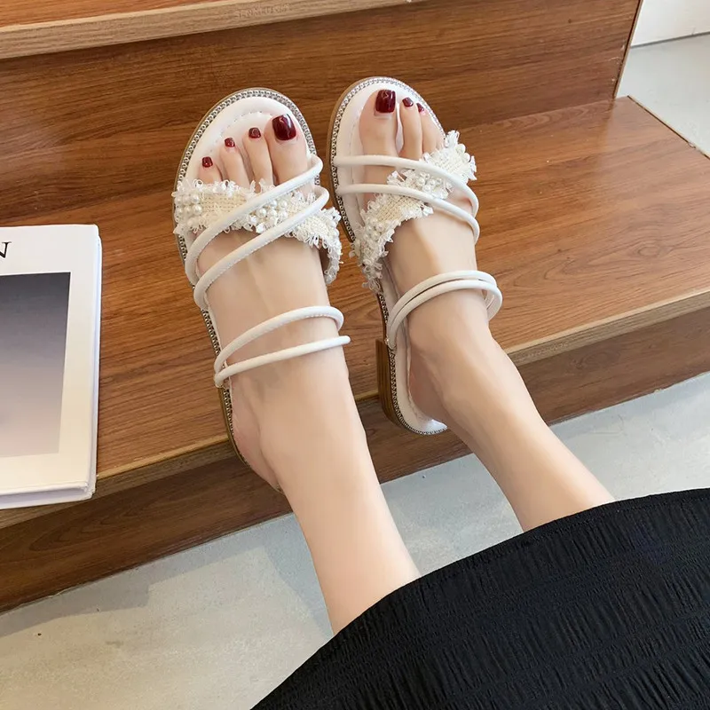 

Female Shoes Womens Slippers Outdoor Slides Low Fashion 2021 Beach Luxury Flat Summer PU Rome Slippers Women Summer Luxury Slide