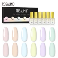 rosalind 6pcslot macaron varnishes gel nail polish manicure pure color semi permanent nail art need top base coat uv gel set