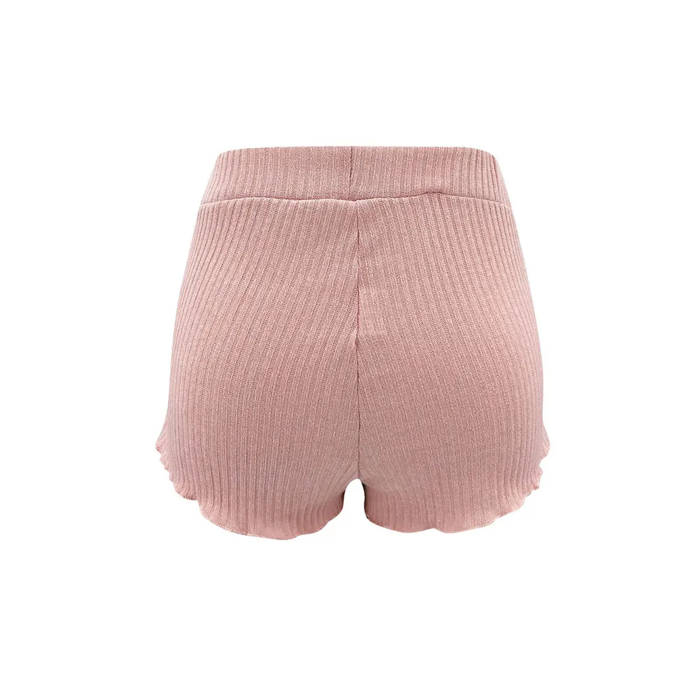 

2020 Fall Women Fashionable Casual Knitted Clothing Set Woman Sexy Solid Color V-neck Zipper Crop Top + Elastic Waist Shorts Set