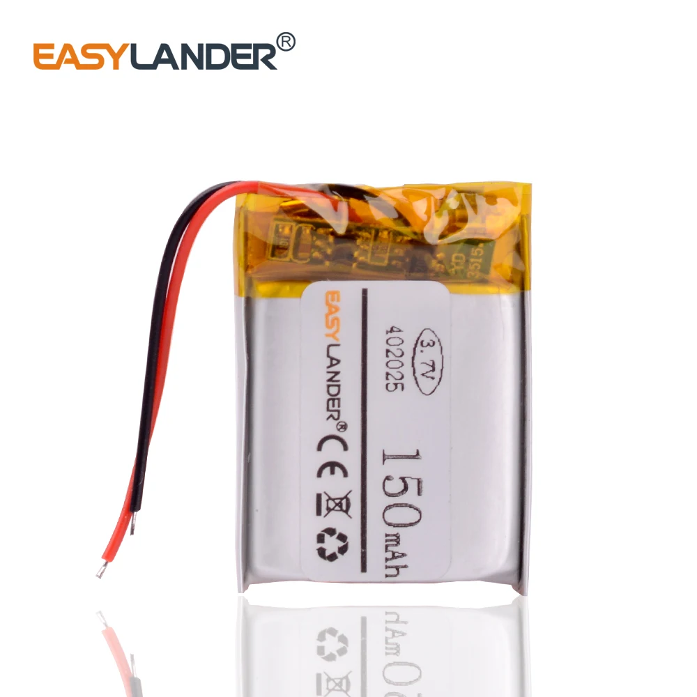 Batería de polímero de litio para reproductor mp3, reloj inteligente con auriculares, Bluetooth, DVR, GPS, AHB372026, 402025, 3,7 V, 150mAh