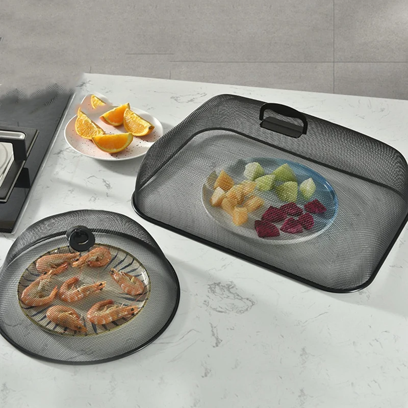 

2-Piece Set of Food Cover Household Table Mosquito Cover Dust Cover Square Round Dish Cover Fly Cover