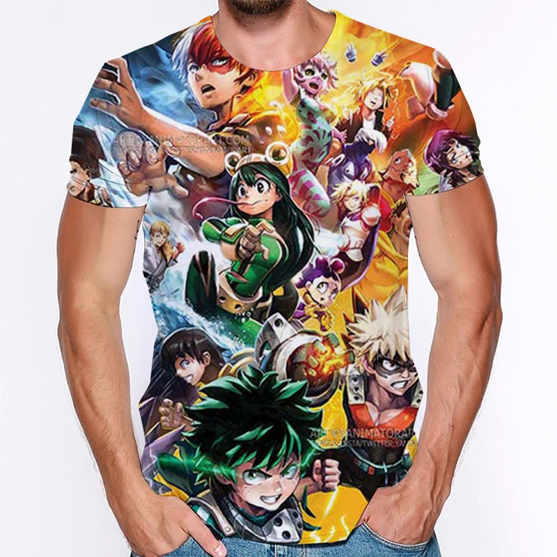 

My Hero Academia Men Short Sleeve 3D Print T-Shirt Hot Anime Bakugo Tees Harajuku Man Women Streetwear Plus Size Clothing