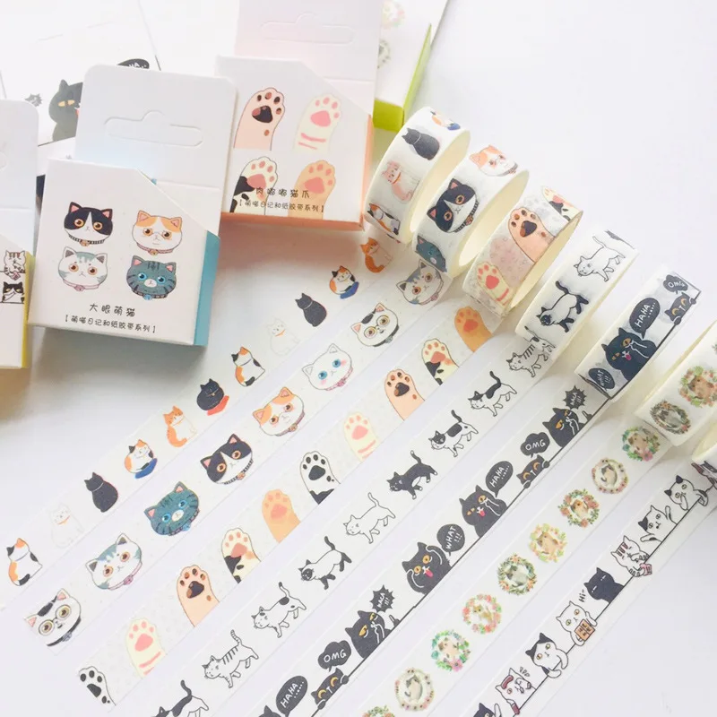 

1.5cm Garland Cat Series Washi Tape Adhesive Tape DIY Scrapbooking Sticker Label Masking Tape Stickers Cute Stickers for Laptop
