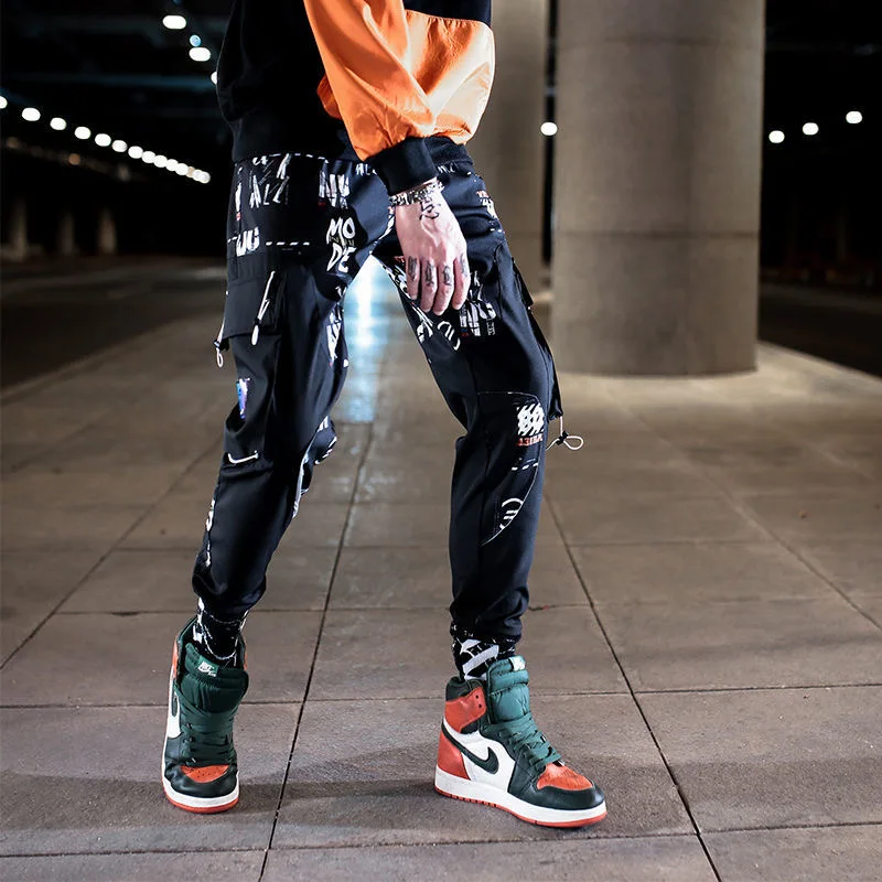 

New Fashion Printed Men Harem Pants Hip Hop Casual Streetwear Joggers Men 2021 Summer Fashion Elastic Waist Trousers