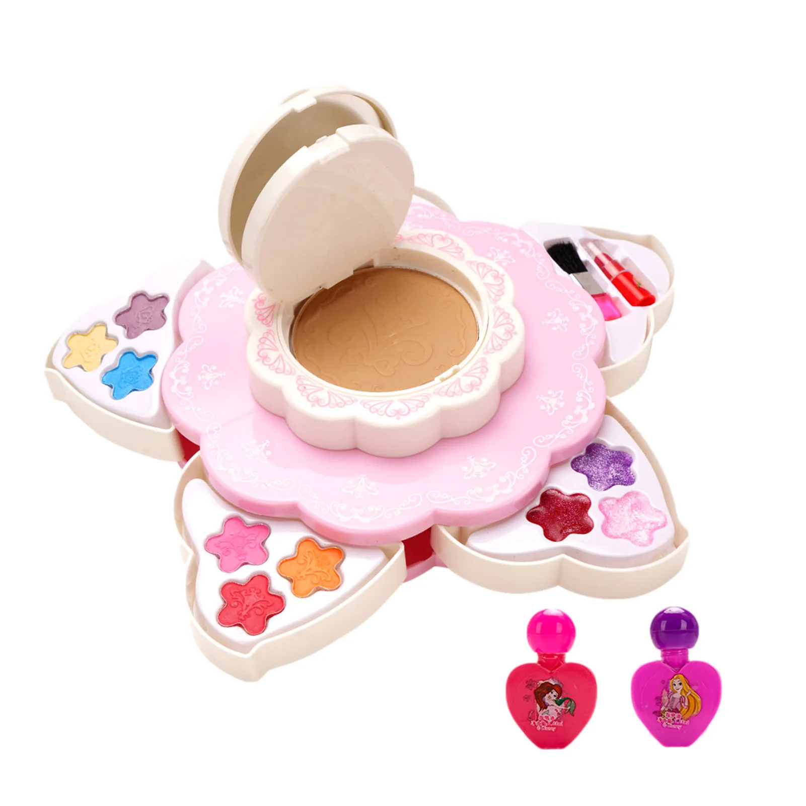 

17PCS Kids Makeup Kit Flower Shaped Washable Cosmetic Set Toys Pretend Play Toys Girls Kit Beauty Safety Fashion Toys Kids Gift