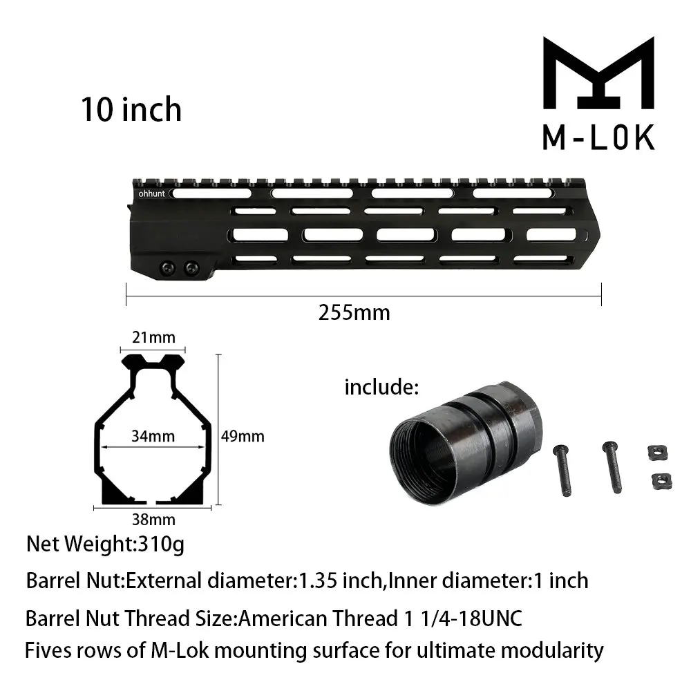 MIDG-10CUN " 9" 1" 12" 13," 15" 1" AR15 свободный поплавок M-LOK ствольная накладка Пикатинни рельс тонкий стиль стальной прицел крепление Riflescop баррель гайка - Цвет: MIDG-10CUN