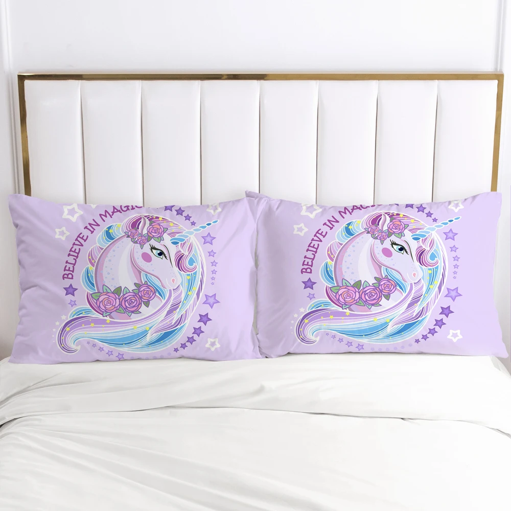 

3D Unicorn 2PCS Pillow Cases Cartoon Decoration Throw Pillow Cover Bedding PillowCase For Baby Kids Child Girls Boys 50x70 50x80