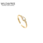 Женское кольцо из нержавеющей стали с цирконом, регулируемое Открытое кольцо с золотым покрытием