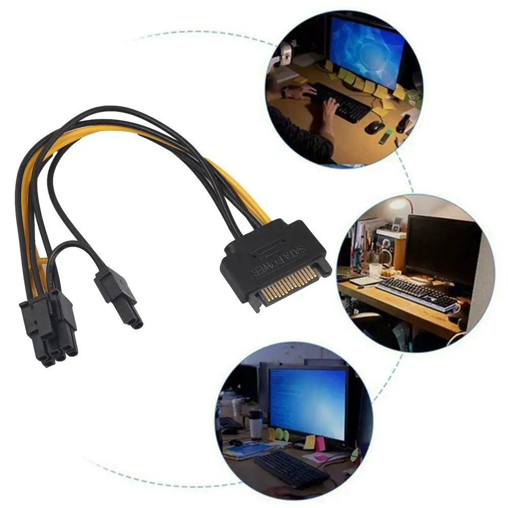 

Power Cord 20 Cm SATA Cable 15-pin To 8-pin Cable 18AWG Graphics Card Wire