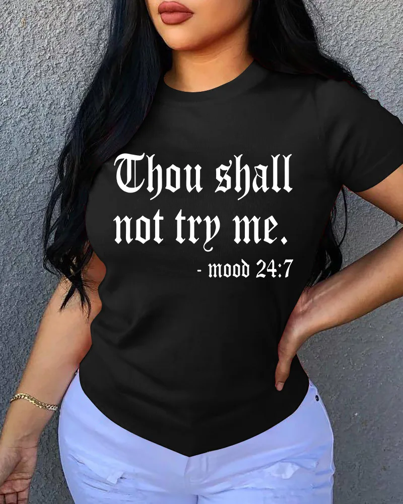 

2021 Summer New Women's Printed Letter Crew Neck Short-Sleeved T-shirt