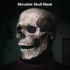 Подвижная маска-череп на всю голову с челюстью, украшение на Хэллоуин, 3D шлем ужасов, искусственный маскарад, праздничное украшение для вечеринки, подарок