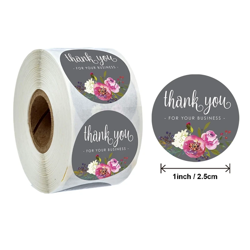 

Thank You for Your Business Sticker Seal Labels Round Multi Color Flower Design 500 Labels Sticker Per Roll