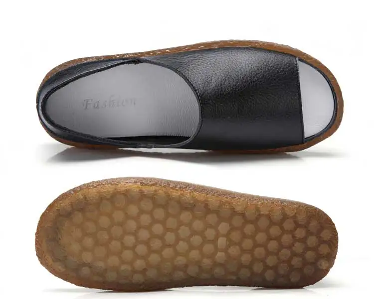 Сандалии женские на плоской подошве босоножки из коровьей спилковой кожи