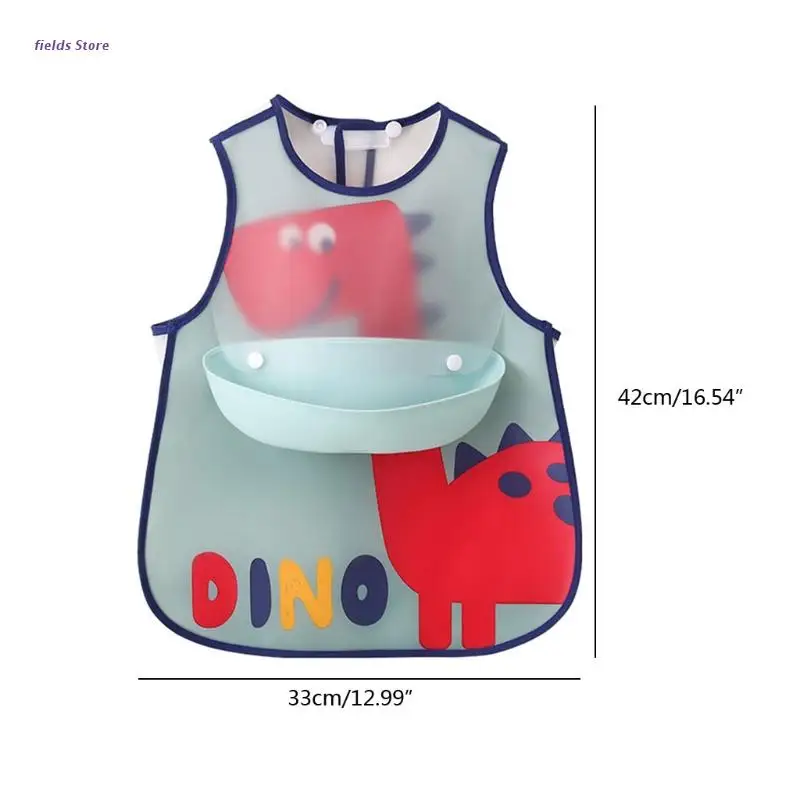 

Baby Adjustable Bibs with Pocket Plastic Waterproof Feeding Smock Cartoon Apron