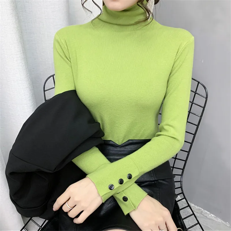 

ISENMAL Autumn winter oversize basic thick Sweater Pullovers Women female high-neck loose sweater long sleeve knit Jumpers