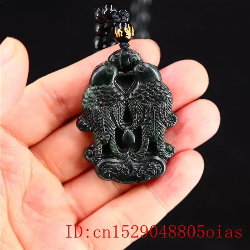 Нефритовая любовь птица кулон ожерелье очарование натуральный амулет ювелирные