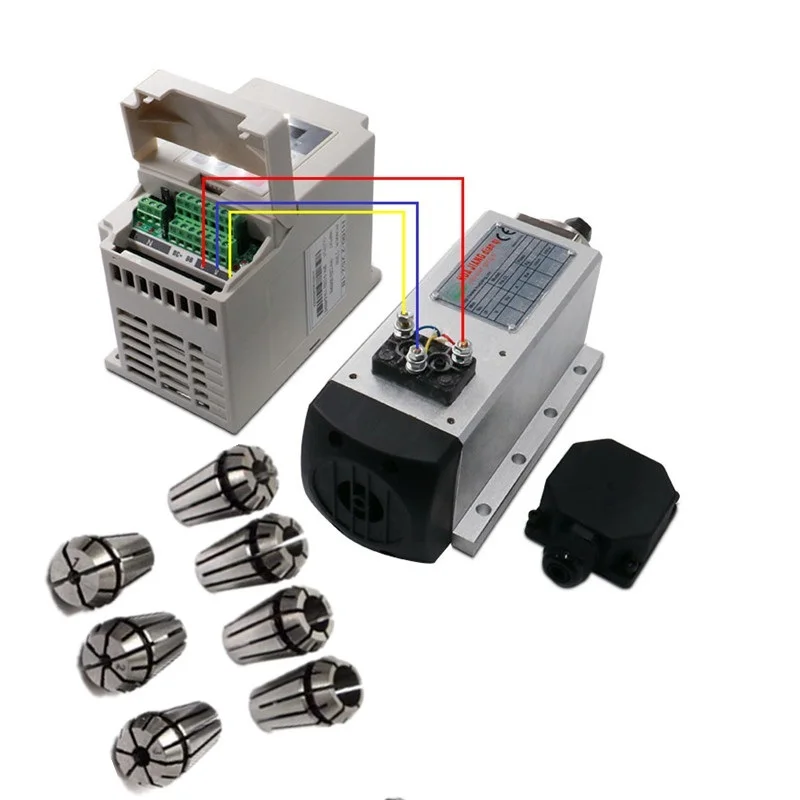 CNC 1,5 кВт 220 В/110 В квадратный шпиндель воздушного охлаждения комплект ER11 Цанга 1500 Вт мотор шпинделя с воздушным охлаждением+ 1,5 кВт VFD фрезерный станок