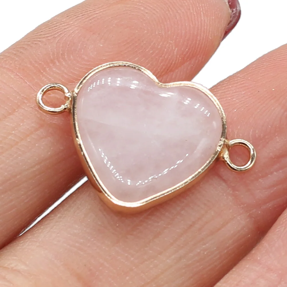 

Natural Stone Pendant Heart Shape Lapis lazuli Crystal Double Hole Connectors for Jewelry Making DIY Bracelet Necklace 15x23mm