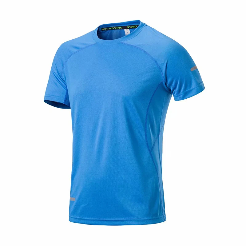 Зеленая Мужская футболка для бега взрослых синяя спортивная с коротким рукавом и